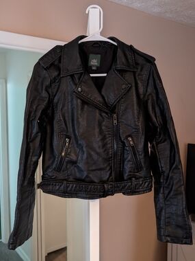 wild fable Black Faux Leather Moto Jacket